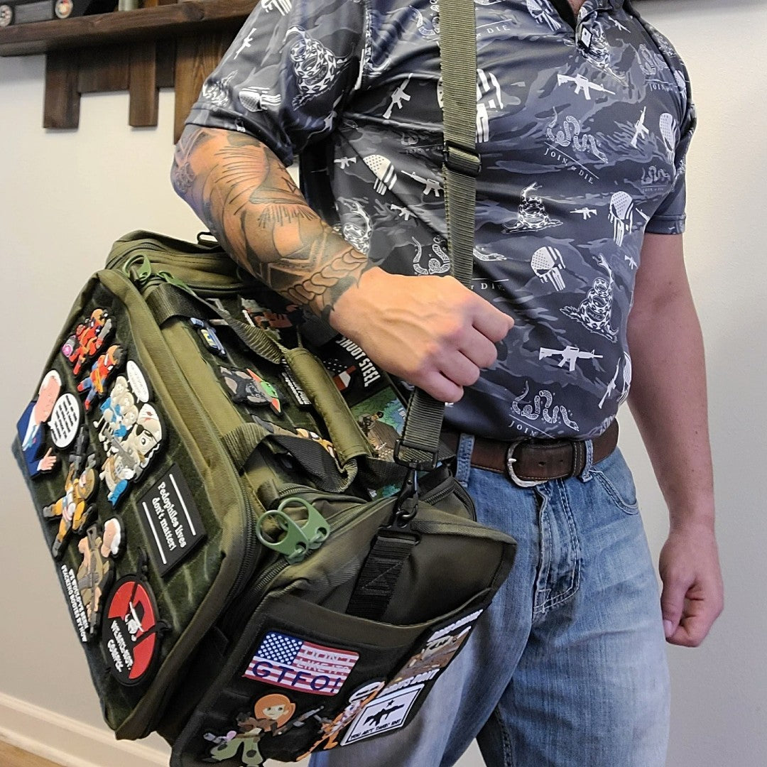 bag with patches